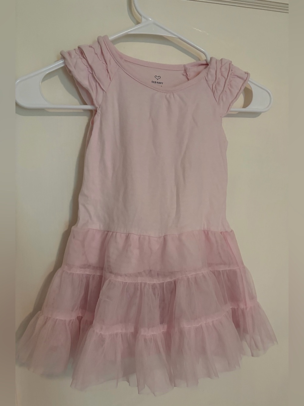 Old Navy Light Pink Ruffled Sleeve Tulle Tier Dress